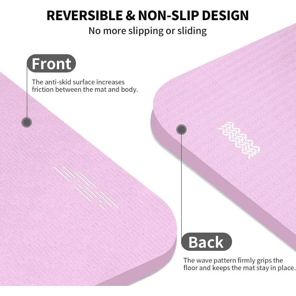 سجادة يوجا TPE طويلة جدًا 79 × 40 سميكة غير قابلة للانزلاق لصالة الألعاب الرياضية المنزلية واليوجا والبيلاتس وتدريبات اللياقة البدنية