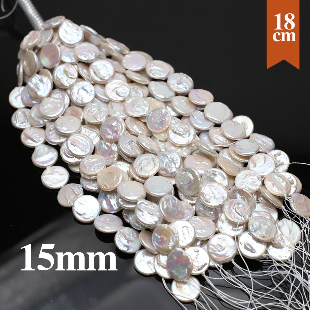 

18CM Natural Freshwater 100% Pearl Beads Round Shape Pearl Loose Spacer Beaded for Women Making DIY Necklace Bracelets 15mm