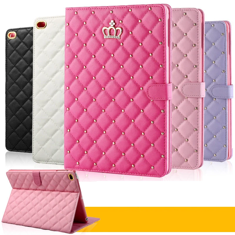 Tablet Case For iPad Air Pro 2024 MINI 1 2 3 4 5 6 7 8 9 10th Generation 9.7 10.5 10.9 10.2 11 inch Crown Diamond Stand Cover