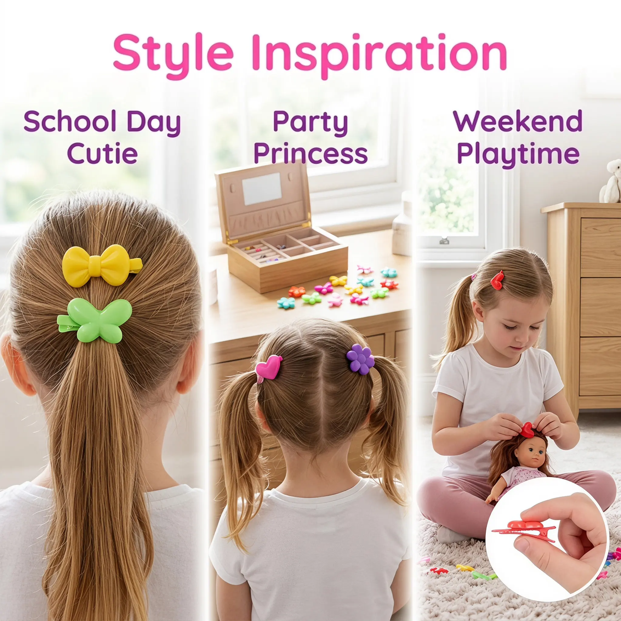 50Pcs Cartoon Hairpins Plastic Hair Barrettes for Lightweight Firm Hold Hair Decorations for Photography