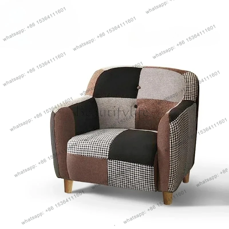 Japanese-style color matching color fabric sofa cute bedroom room single double triple sofa