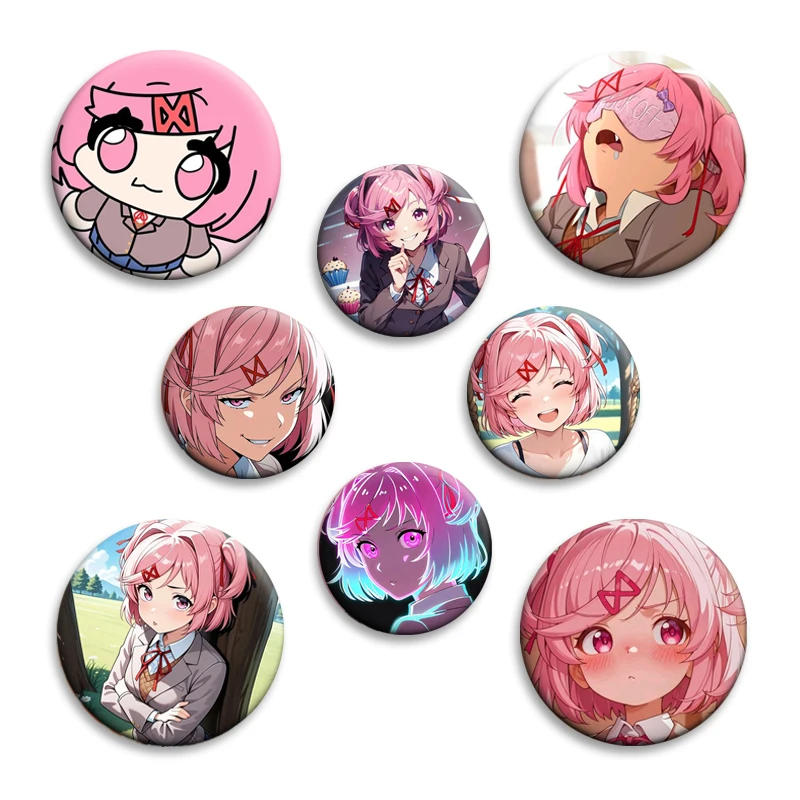 

Anime Cartoon Character Natsuki Creative Brooch Soft Button Pin Round Badge for Bag Clothes Hat Decor Jewelry Accessories Gifts