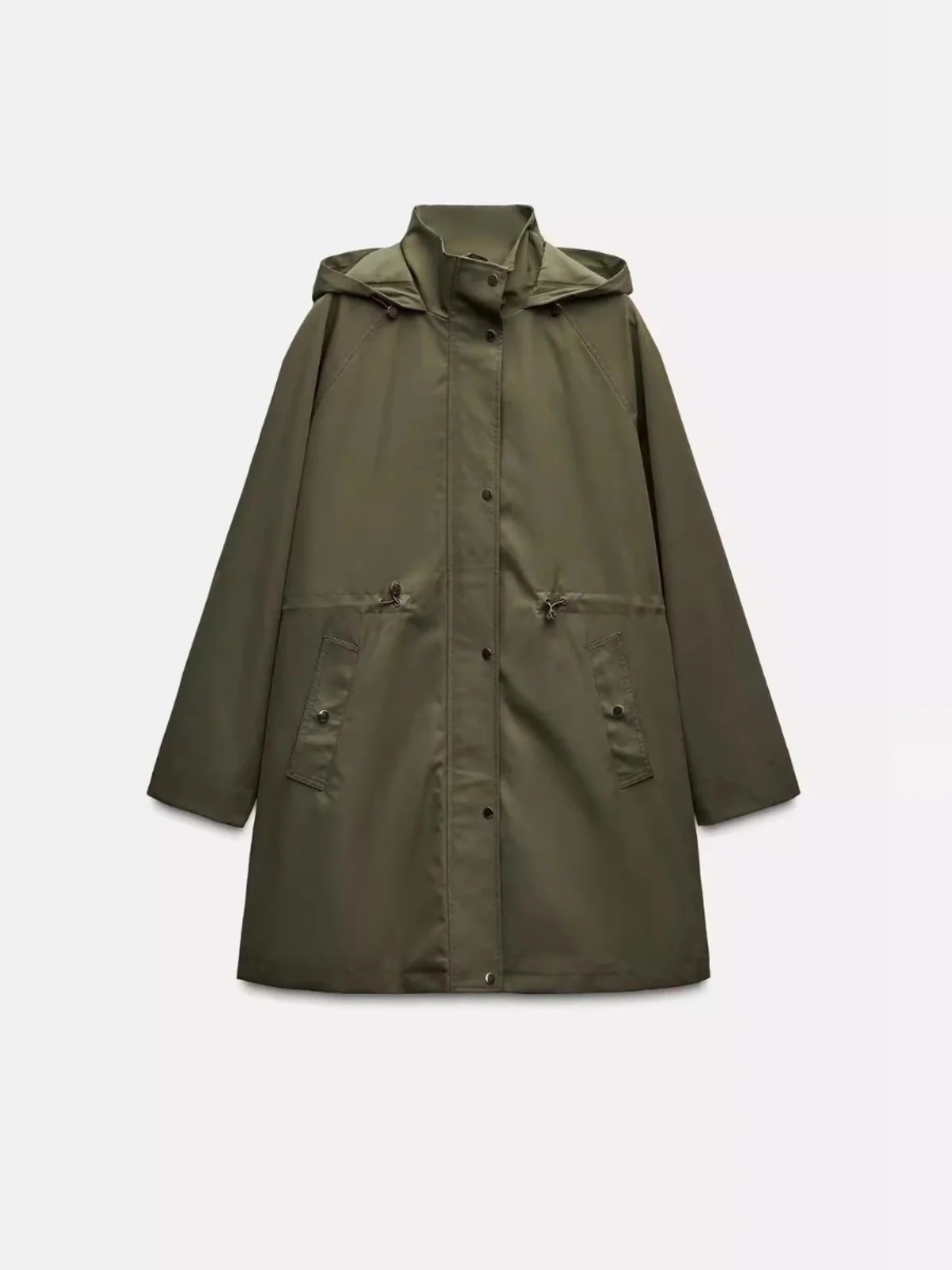 

Весенне-осеннее Новое поступление, женская длинная технология с капюшоном, ткань Jaet Street Sle, свободная посадка из полиэфирного волокна, застежка-молния