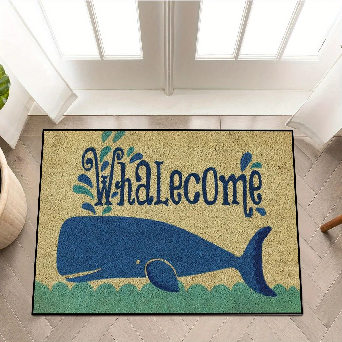 VIKAMA Cartoon Shark Carpet Lightweight Welcome Mat Minimalist Entryway Doormat Living Room Carpet Rug For Bedroom Home Decor