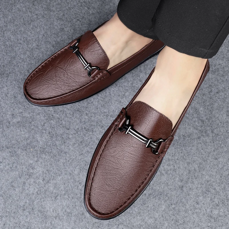 Fashion Mens Premium Leather Shoes New Arrival Casual Shoes Business Men Slip-on Shoes All-Match Loafers Handmade Driving Flats