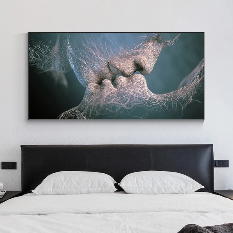 

Love kiss Romantic Wall Art Abstract Posters and Prints Home Decoration Canvas Painting Wall Pictures Modern Living Room Decor