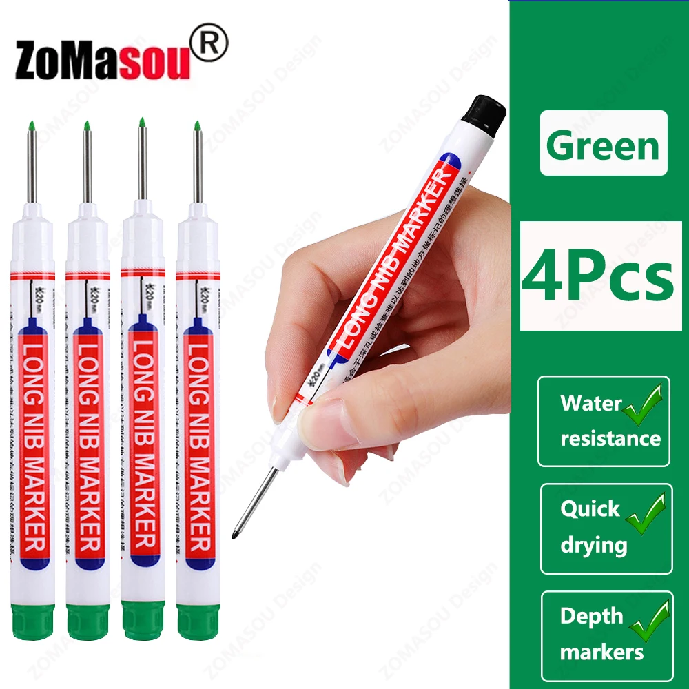 1–100 Stück 2 cm wasserdichte Marker mit langem Kopf, tiefes Loch, Markierungsstift für Metall, Schreiner, rot/schwarz/blau/grüne Tinte, Holzbearbeitungswerkzeuge