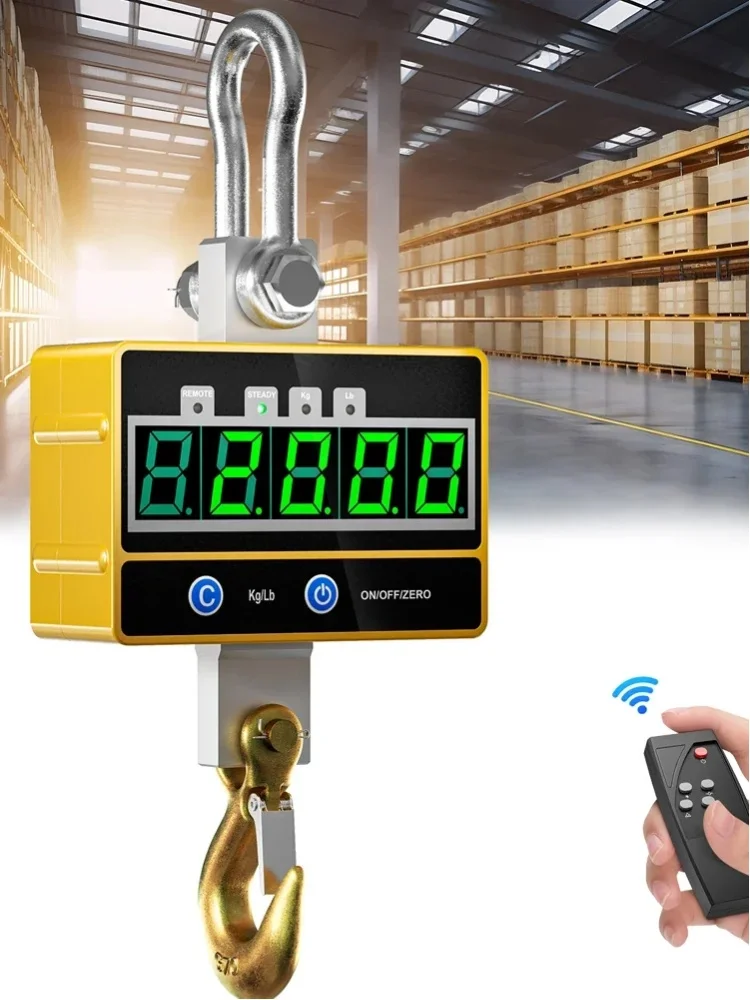 2T Digitale Hängewaage 2000kg/4400lbs Schwerlast-Industriekranwaage LED-Anzeige für Landwirtschaft, Fabrik, Jagd