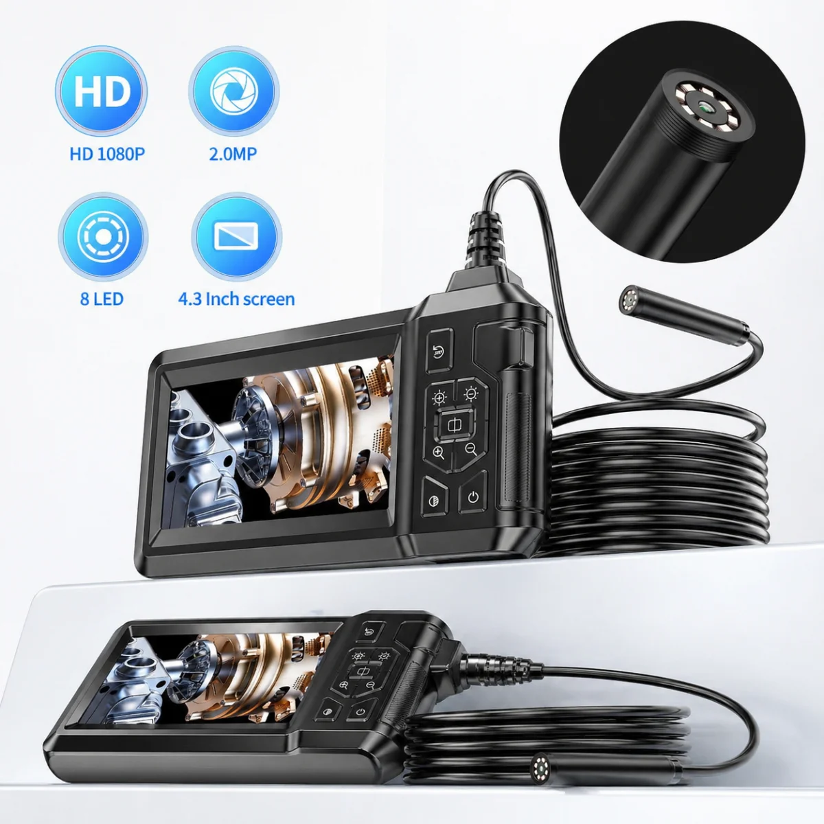 

Endoscope Borescope Sewer Camera 4.3" IPS LCD 1080P IP67 Waterproof Snake Camera With Adjustables LED Lights For Car Automotive