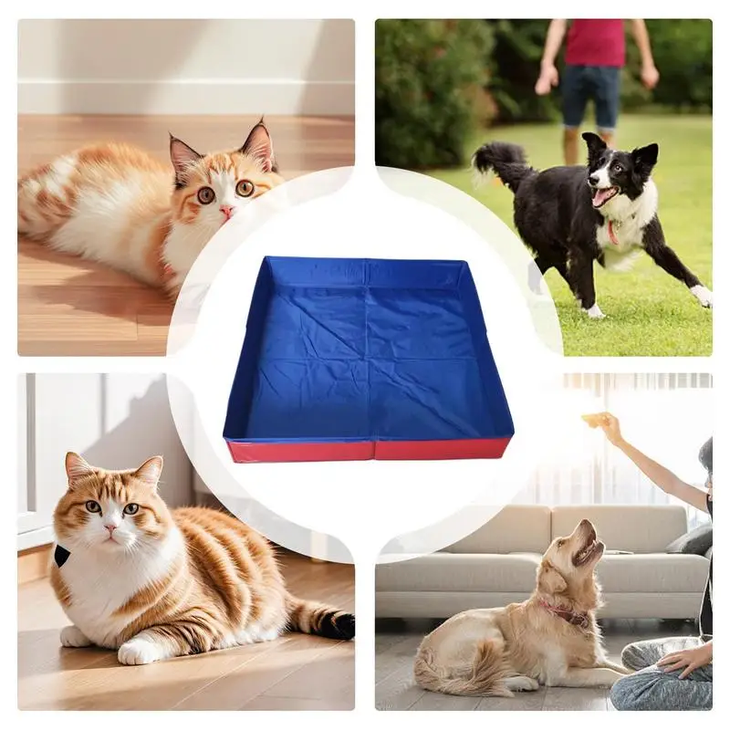 Pet Swimming Pool PVC Foldable Dog Bath Tub Square-Shaped Non-Inflatable Save Space Pet Puppy Bathing Tub for Puppy Cats Other