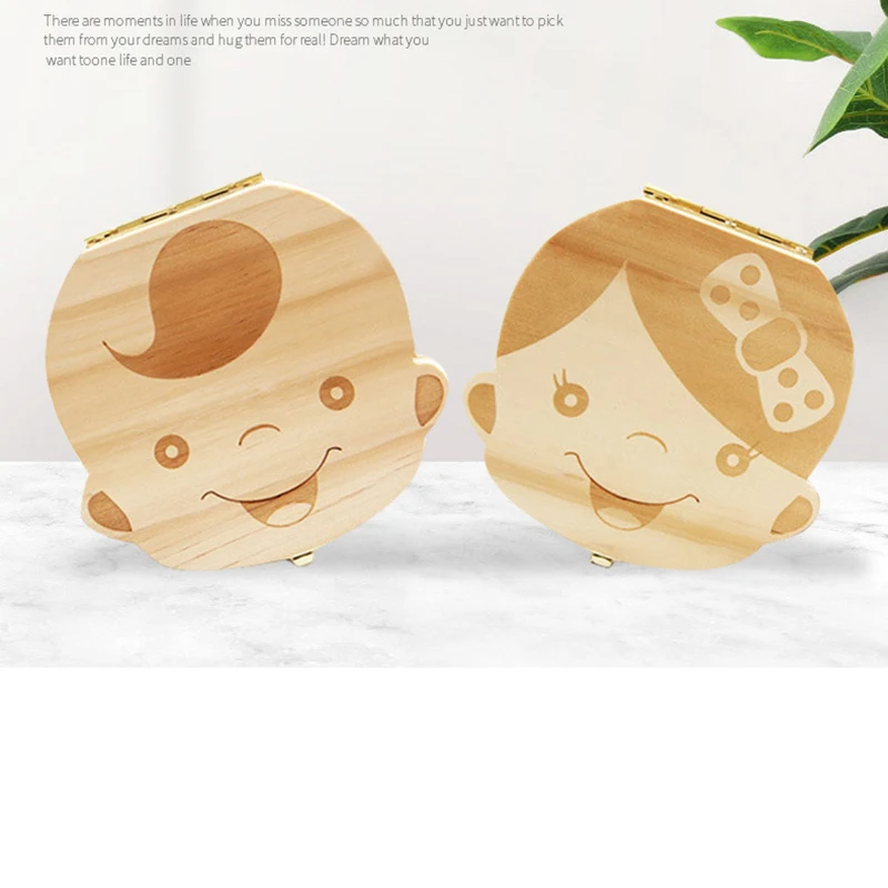 Baby Tooth Box Wooden Kids Milk Teeth Organizer Storage Boys Girls Baby Souvenirs Gifts Keepsakes