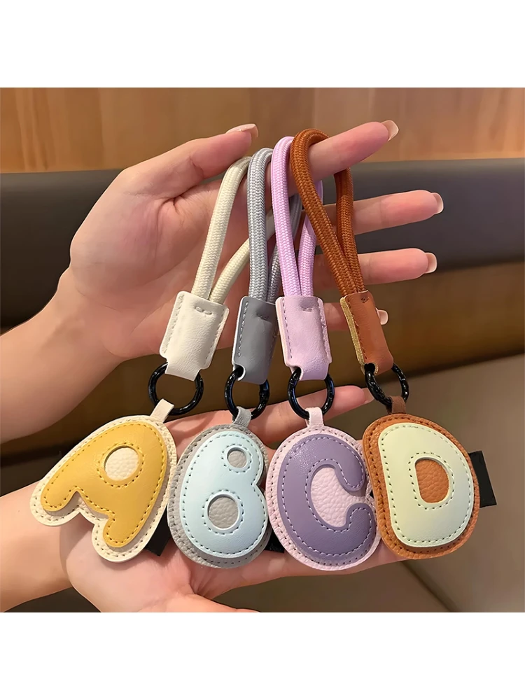 Cute Letter Leather Keychain Couple Bag Accessory Creative Personalized Small Pendant Charms Fashionable Bag Accessories
