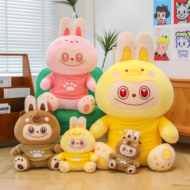 95 cm Pullover Labubu Kawaii Plüschtiere Urlaub Geburtstagsgeschenke Schlafzimmer Sofa Kissen Dekoration Kinder Niedliche weiche beruhigende Spielzeuge