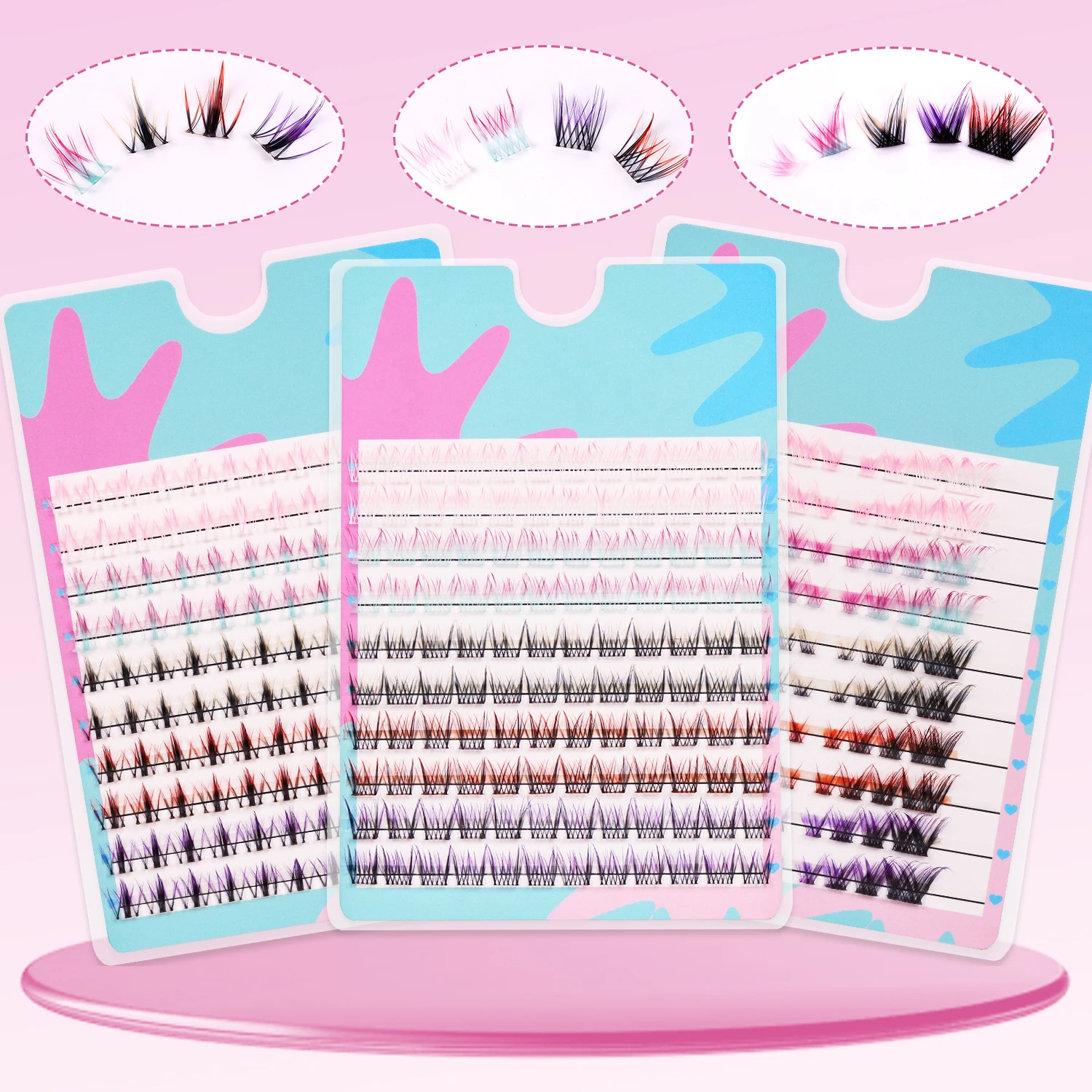 

NEW Colorful Fox Eye DIY Lash Clusters Korean Makeup Wholesale Winged Cat Eye Color DIY Cluster Lashes Color Individual Eyelash