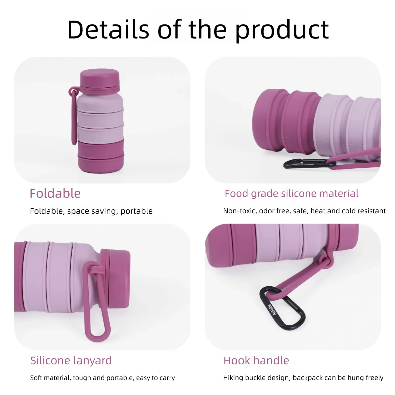 Shatterproof Collapsible Cup Hard Foldable Silicone Glass for Travel Outdoor Easy Clean Portable Water Bottle Camping Hiking view 5