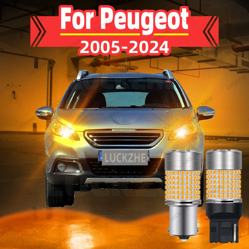 

2pcs Car LED Turn Signal Lights Bulbs Direction Indicator Lamp Bulbs Amber Front/Rear For Peugeot 2007 2008 3008 4007 4008 5008