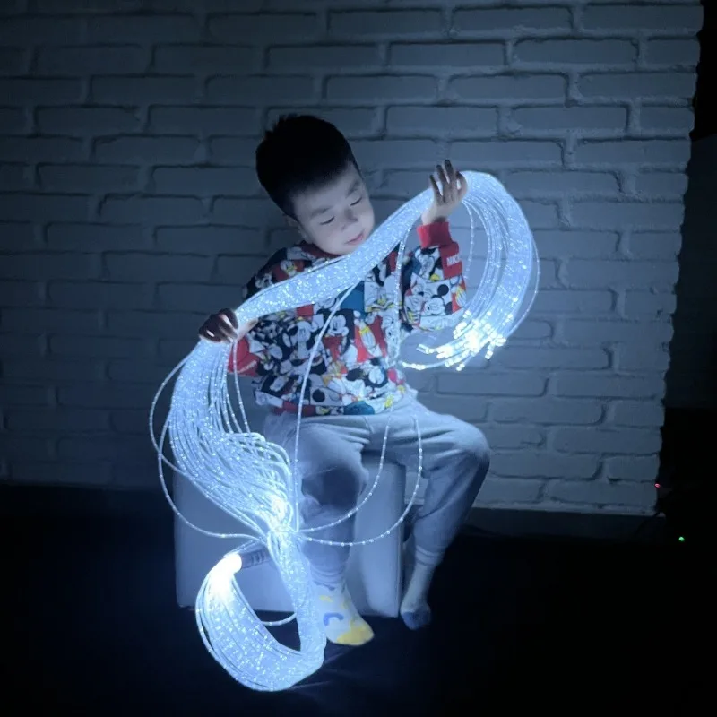 Sensory Autism Fiber Optic Kit with Cube Padded Seat Sensory Toy for Children with Autism