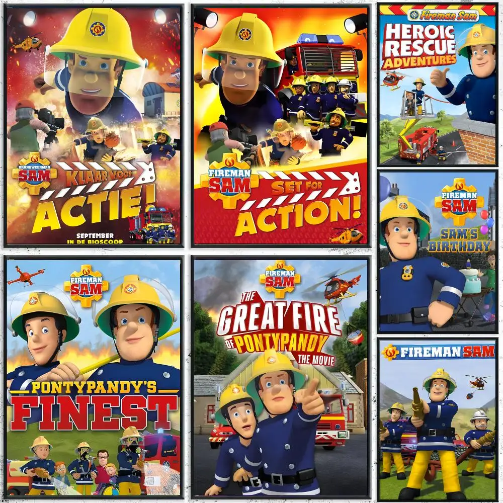 Hit Anime F-Fireman Sam Poster HD Waterproof Wall Decal for Study, Living Room & Garage, Great Gift for Fans
