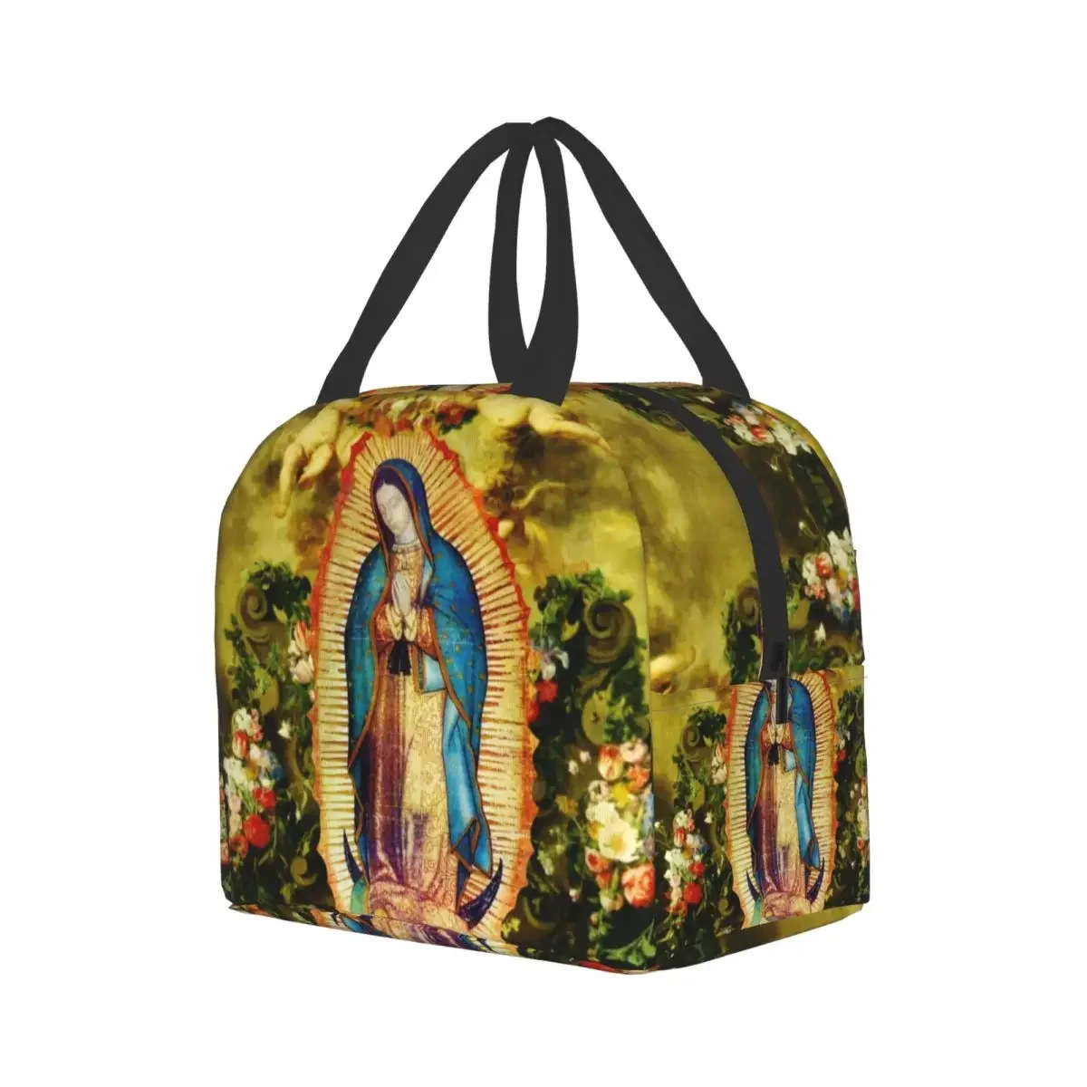 Our Lady Of Guadalupe Mexican Virgin Mary Lunch Bag Thermal Cooler Insulated Lunch Box for Women Kids Food Portable Picnic Bags