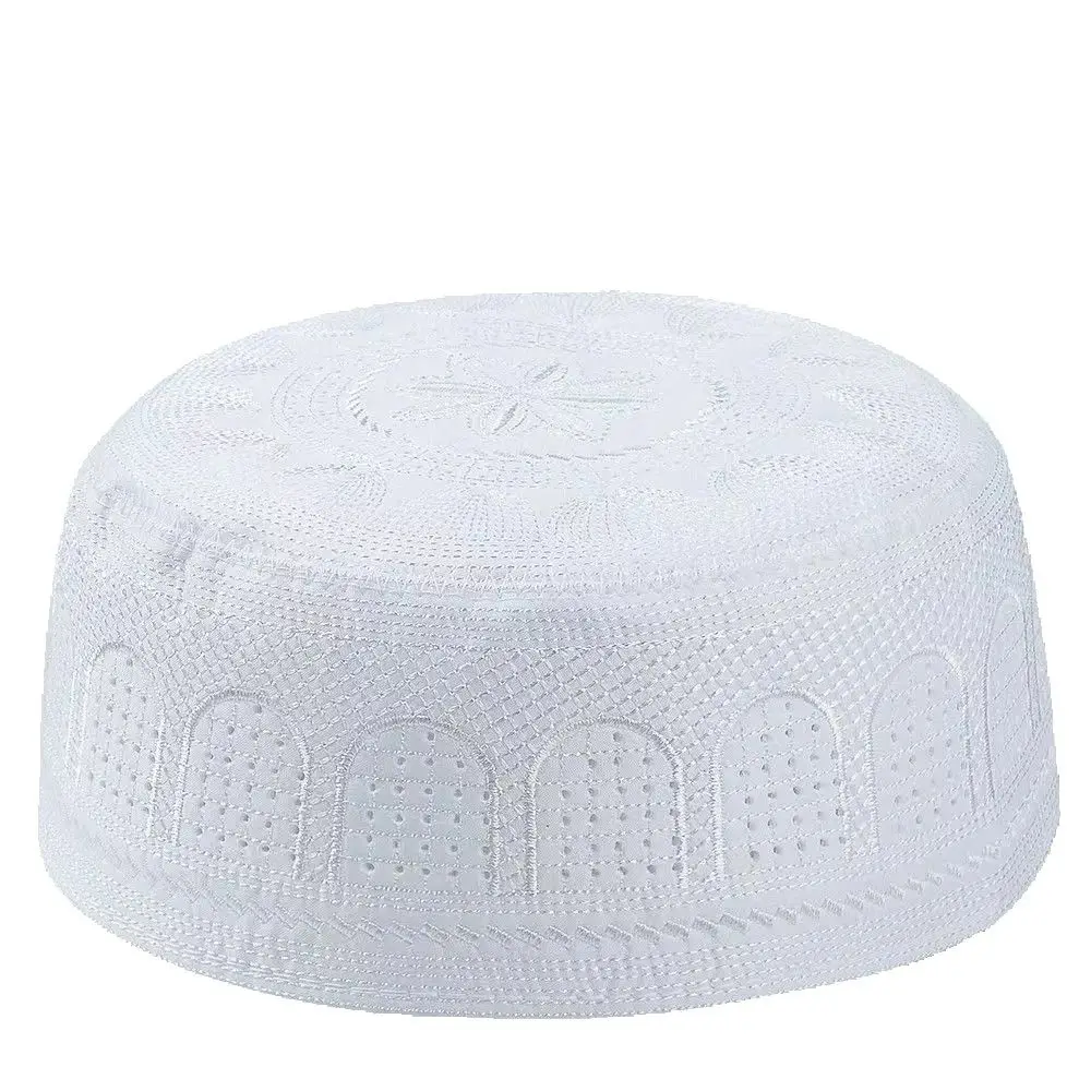 Men Muslim Prayer Hat Islam Skull Embroidery Arabian Cap Beanie Hat Prayer Headwear Ramadan Eid Gift