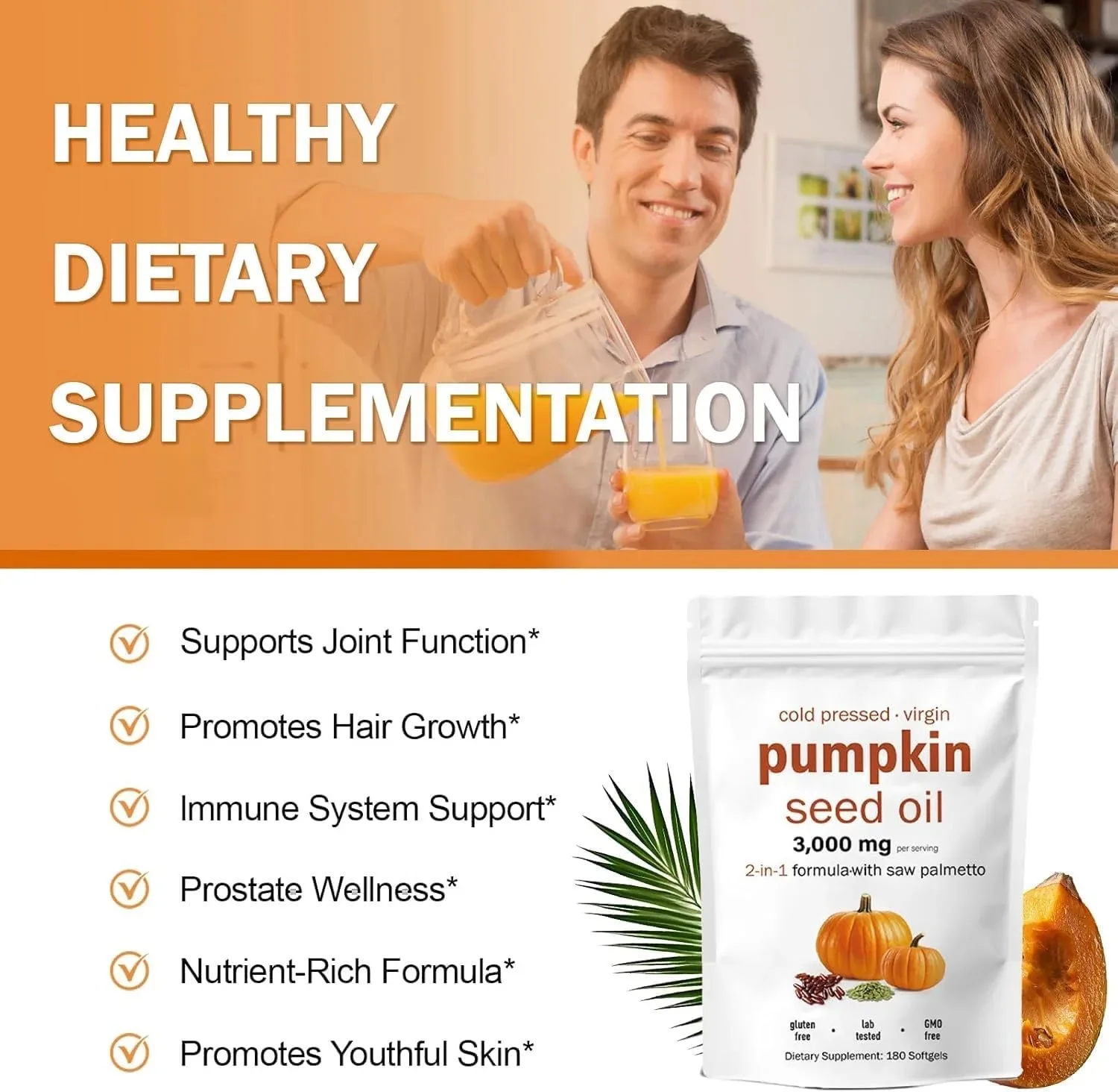 Pumpkin Seed Oil Capsules | Essential Fatty Acids & Phytosterols | Non-GMO| Supports Hair, Urinary, Bladder & Prostate Health