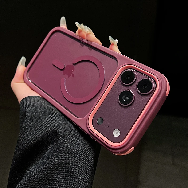 3-in-1 Coole Stoßfeste Panzer-Schutzhülle Transparente Magnetische Hülle für iPhone 18Pro 17 16 15 14 13 12 18 Pro Max Plus für Magsafe PC-Cover