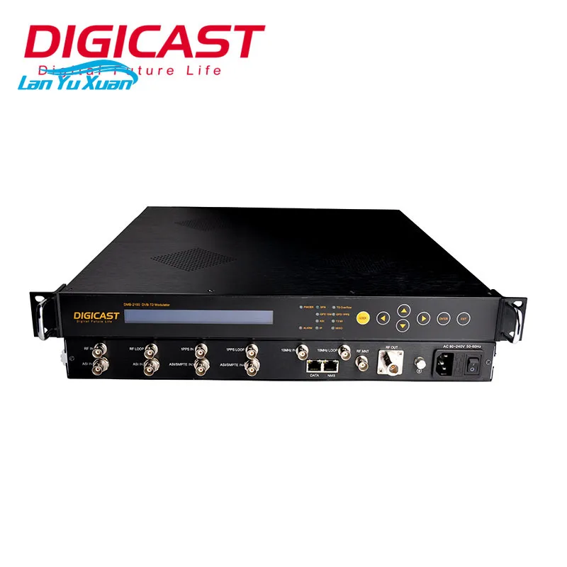 Digicast High Quality DVB-T2 Modulator with 2*ASI Inputs IP(Gige) Support EN 302755 Standard 30MHz-900MHz RF Range