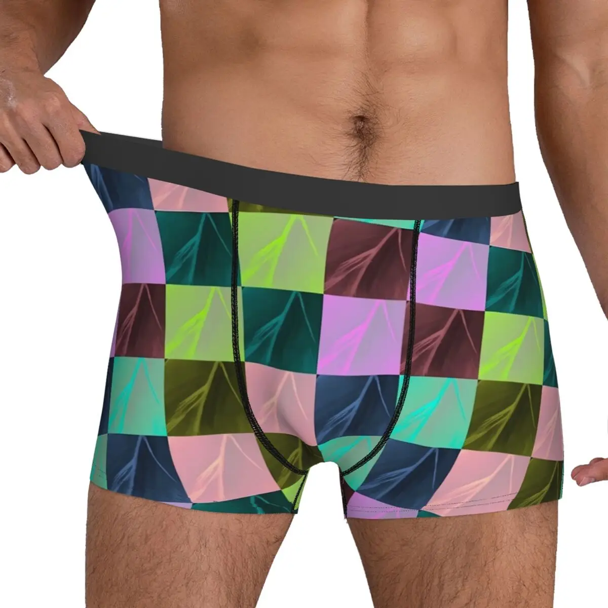 Colorful Colorblock Underwear Checkerboard Classic Panties Custom Boxer Brief 3D Pouch Men Oversize Trunk