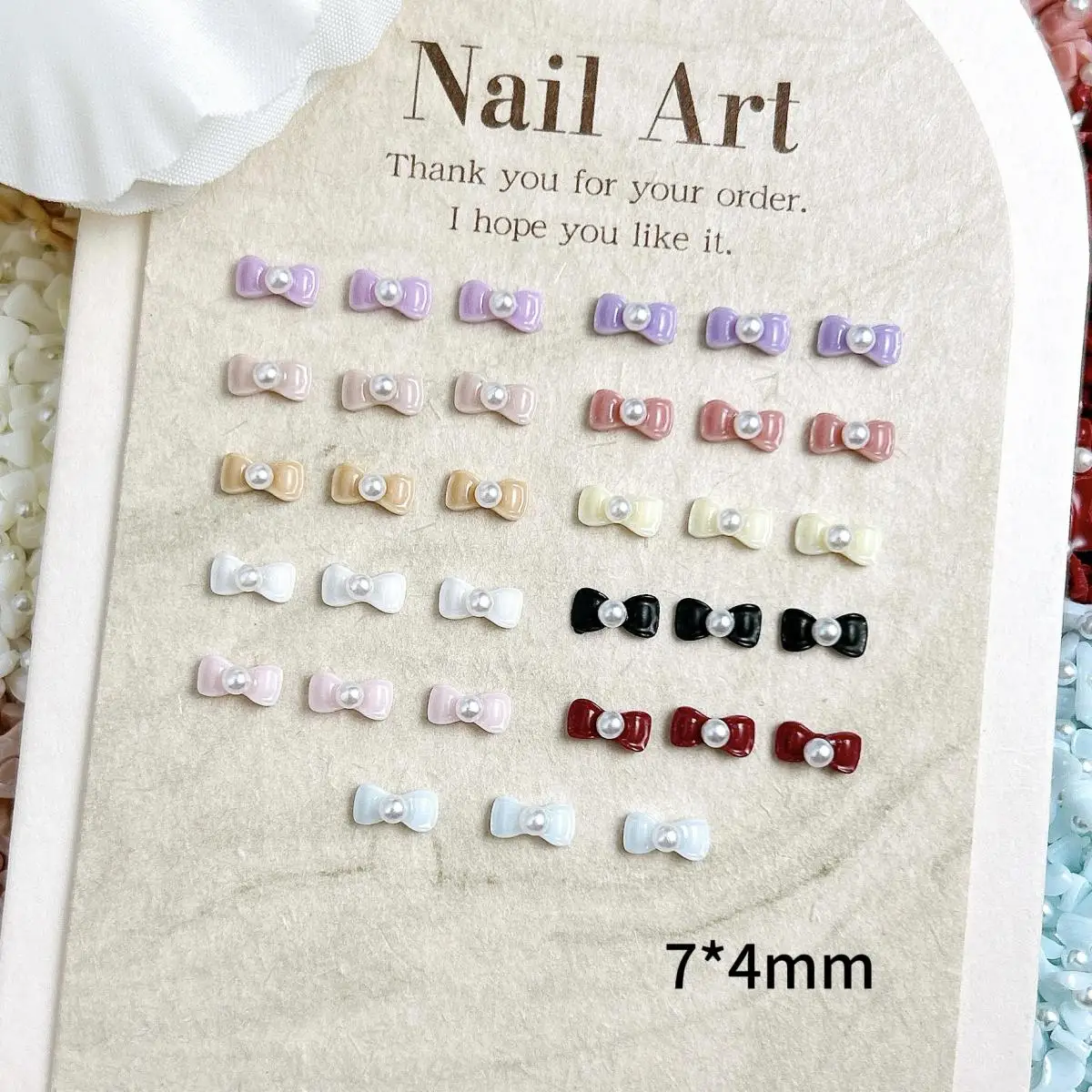 30 STKS Nieuwe Creatieve Mini Glanzende Stropdas Hars Nagel Charmes 3D Schattige Mollige Parel Banden Nail Art Decoraties voor DIY Fairy Nail Onderdelen