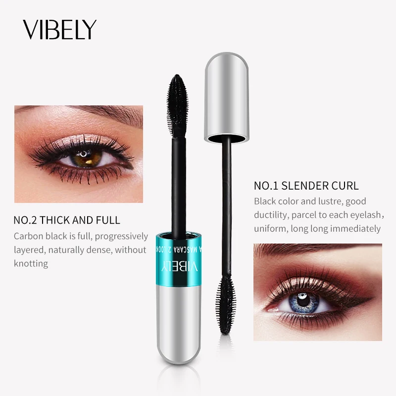 Silk Fiber 4D Mascara Waterproof Volume Longlasting Lengthening Curling Thick Eyelashes Extension Make-up Mask For Women VIBELY