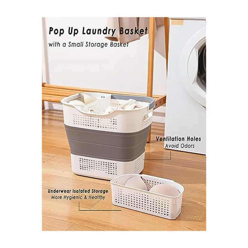 

TFORU-1Set Collapsible Laundry Basket Foldable Laundry Basket PP With Handles -Up Storage Container/Hamper For Laundry