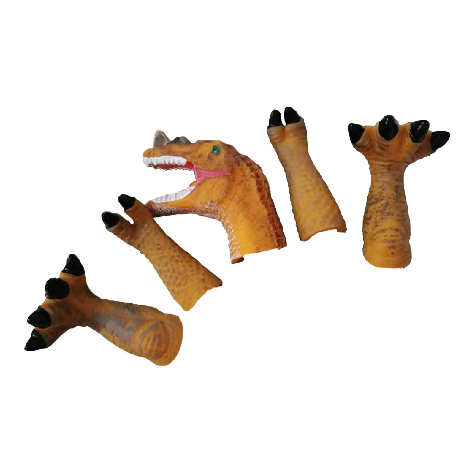 Marionetas de dedo de dinosaurio para niños, decoraciones de dibujos animados, cabezas de animales de baño, juguetes educativos tempranos, 5 piezas