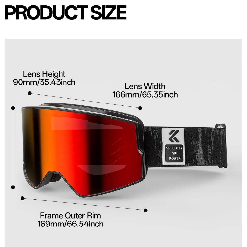 Kapvoe Photochromic Snow Goggle with Box Ski Sunglasses for Men Snowboard Anti-Fog Mask Women Eyewear Kit UV400 Winter Sports