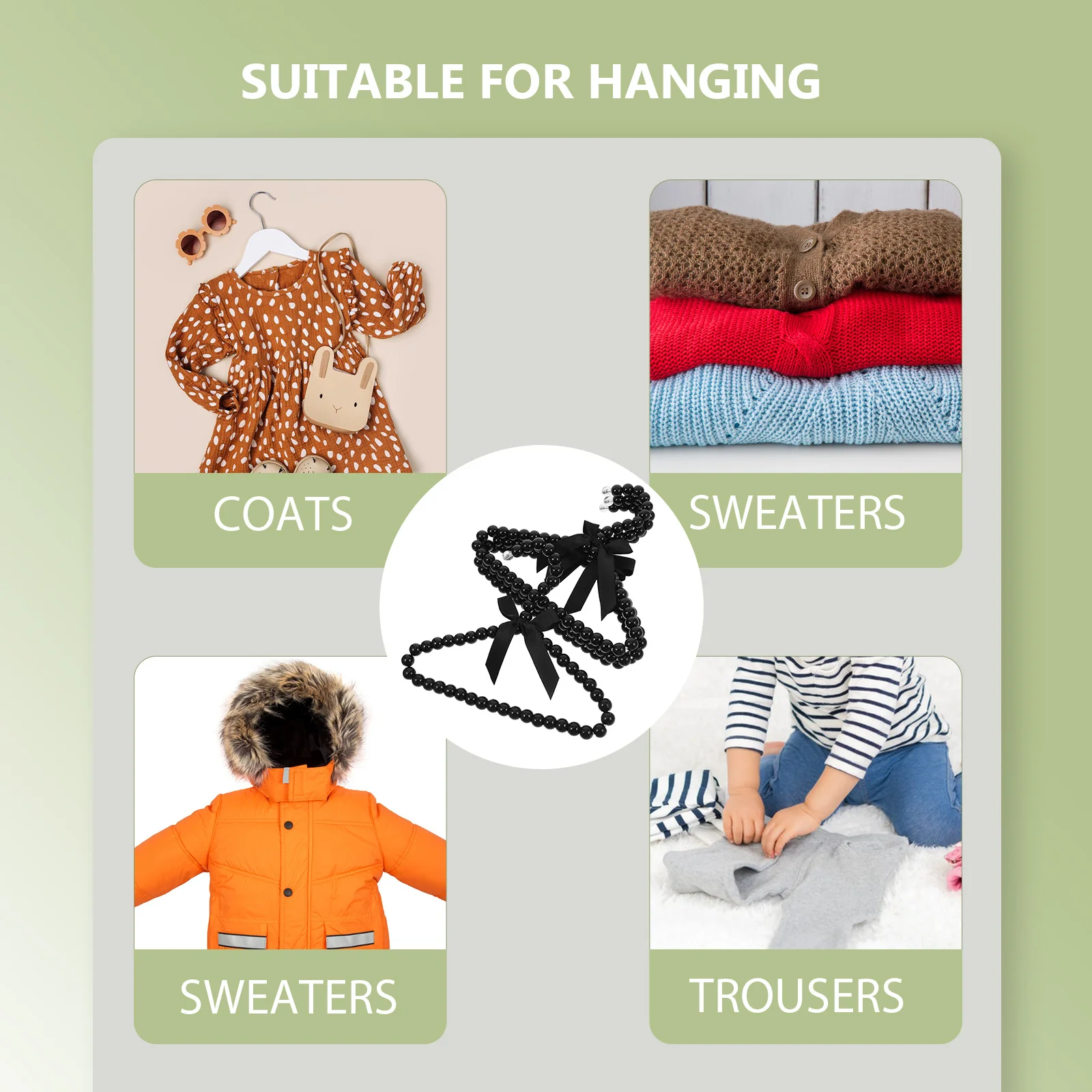 

4Pcs Mini Pearl Hanger Bow 20cm Kids Baby Clothes Organizer Toddler Outfit Hangers Pet Dog Cat Clothes