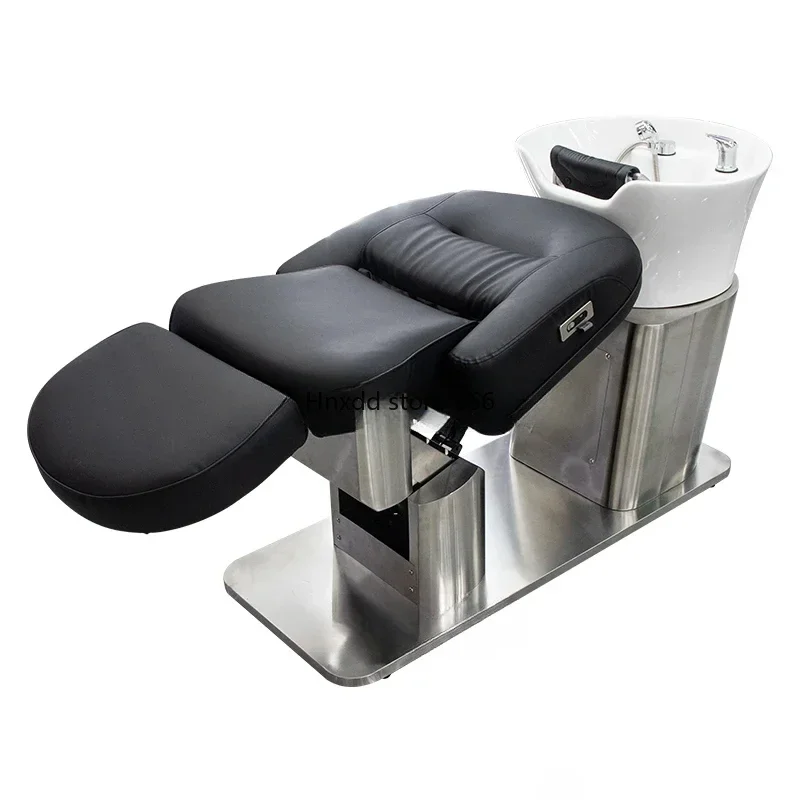 Electric Adjustable Barber Shop High-End Ceramic Basin Hair Salon Half Lying Flushing Bed