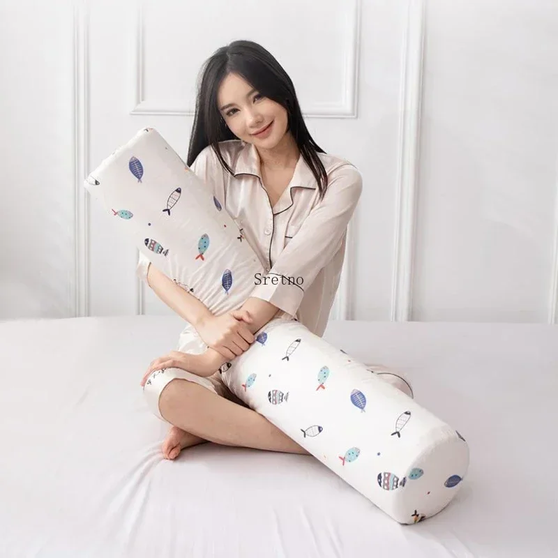 Thailand Natural Latex Cylindrical Neck Pillow Bed Long Large Throw Pillows Girls Sofa Living Room Sleeping Cushions Leg Pillow