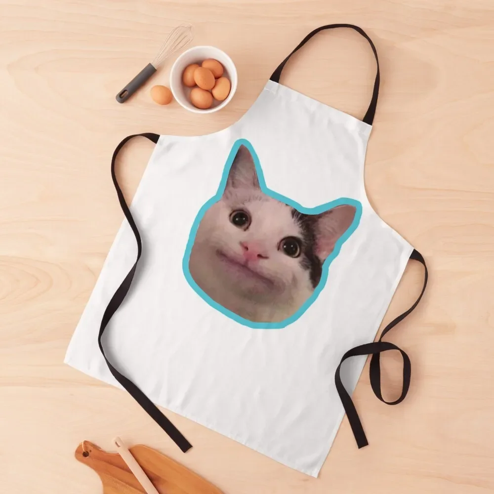 

Polite Cat Meme Apron cook wear for home useful pieces Apron