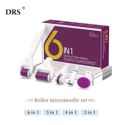 DRS 6 In 1 Microneedling Derma Roller Device kit 12 / 300 / 720 / 1200 aghi Micro Needle Therapy MTS cura della pelle crescita dei capelli