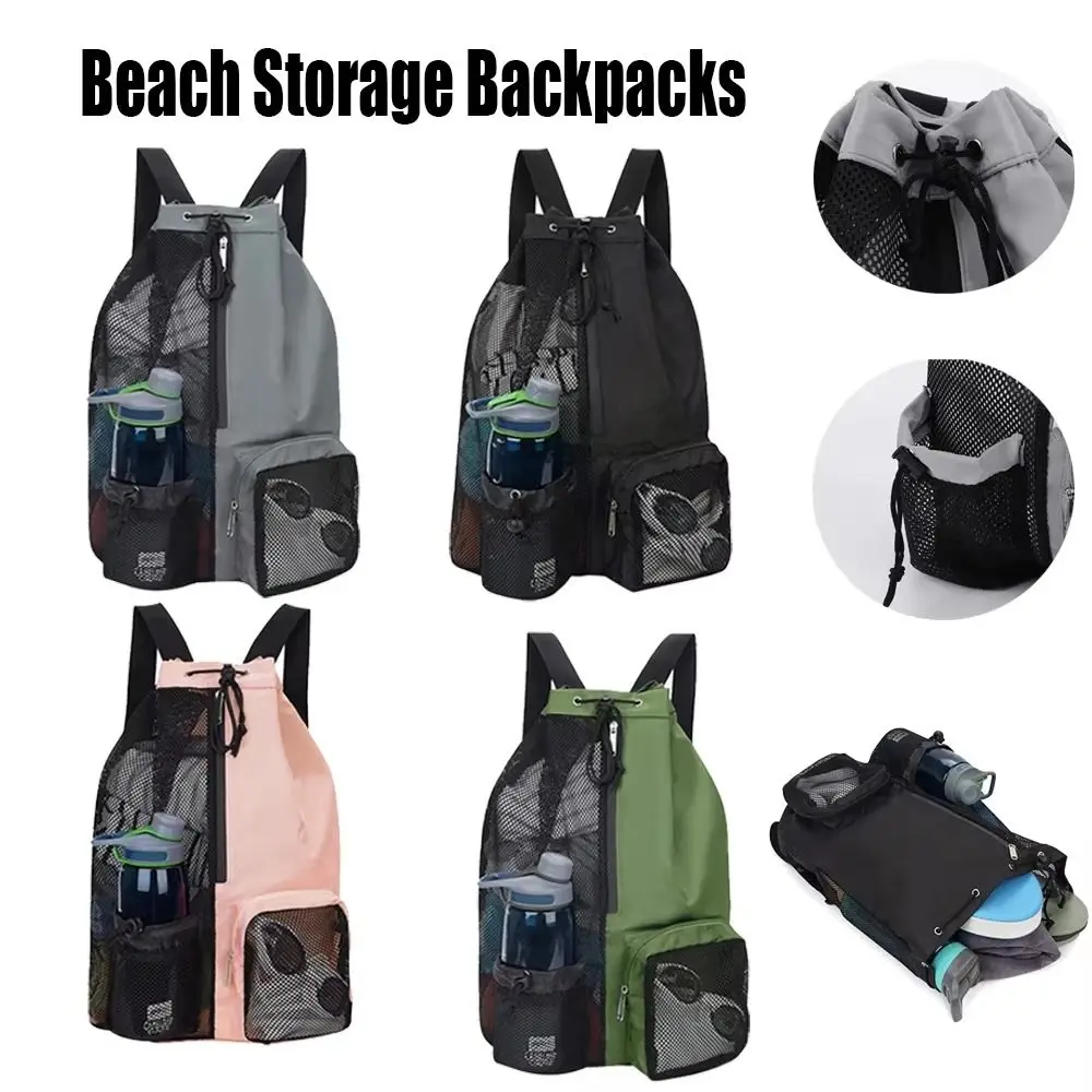 

with Wet Pocket Mesh Drawstring Backpack Fitness Solid Color Swim Bag Beach Storage Bags Large Capacity Sports Bag Exercise