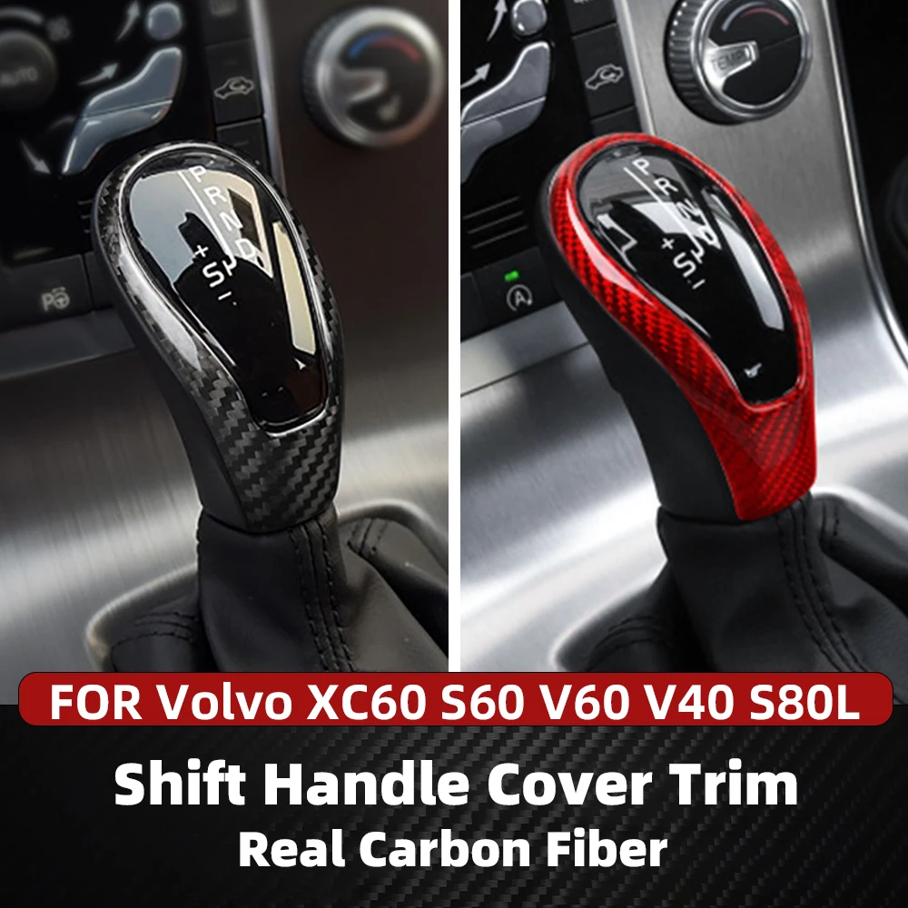 

Ручка переключения передач из настоящего углеродного волокна для Volvo, крышка переключения передач, накладка XC60 S60 V60 V40 S80L, черный, красный, аксессуары
