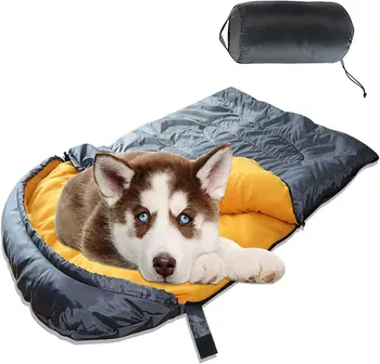Fleece Pet Sleep Bag Bed Mat, Blanket Cushion Mattress, Drawstring, Outdoor Camping Dog Mats 2