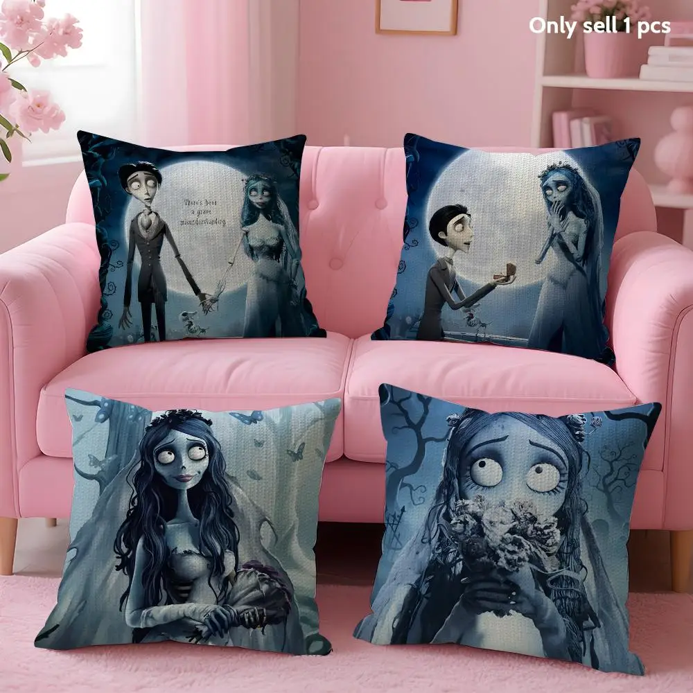 C-Corpse Bride Cartoon Anime Cushion Cover Decorative Linen Throw Pillow Case Soft For Bed Sofa Car Home Decor