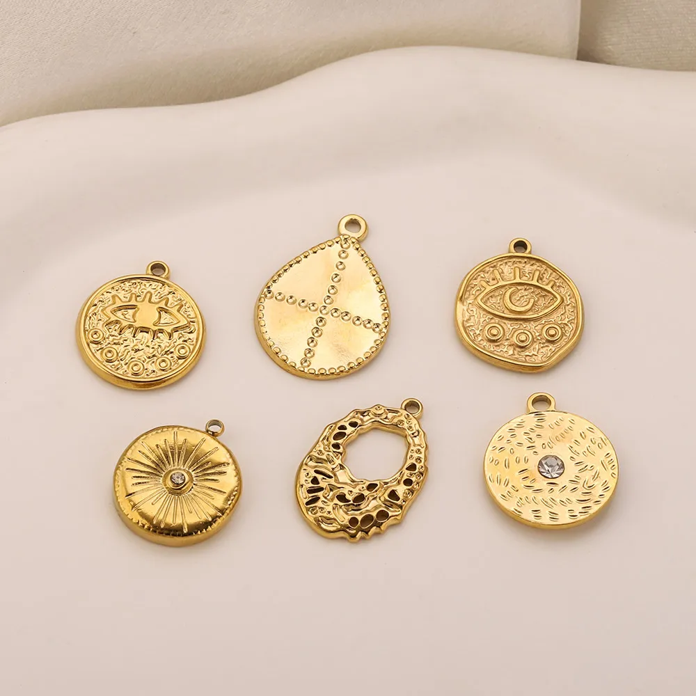 5pcs Stainless Steel Charms Simple Geometry Round Water Drop DIY for Jewelry Making Supplies Irregular Pendant Handmade Earrings