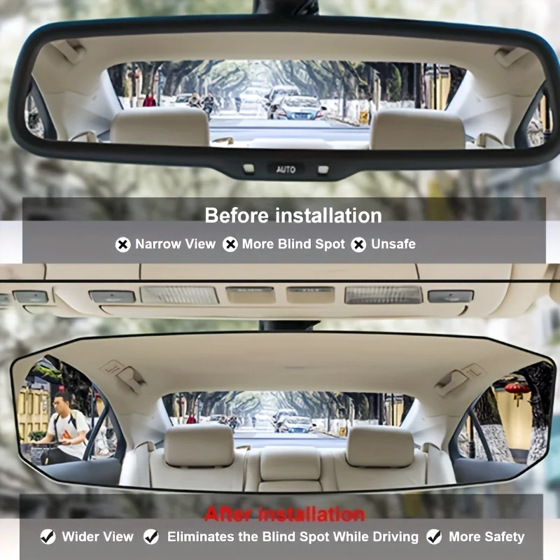 Car rearview mirror, car reversing blind angle visual widening, interior mirror, reflective large field of view auxiliary mirror