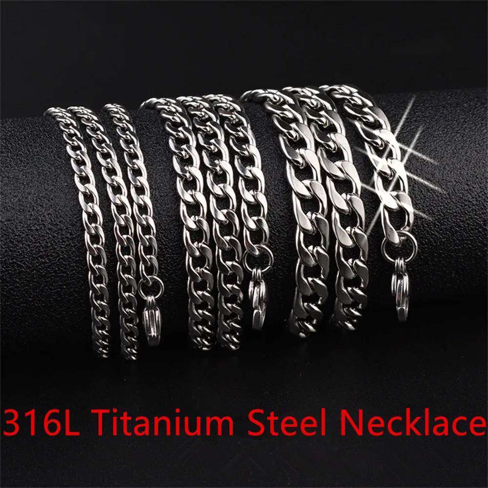 2022 Trend Hiphop Men's and Women's Necklace Fashion Titanium Steel Cuban Chain Europe and The United States Simple Personality