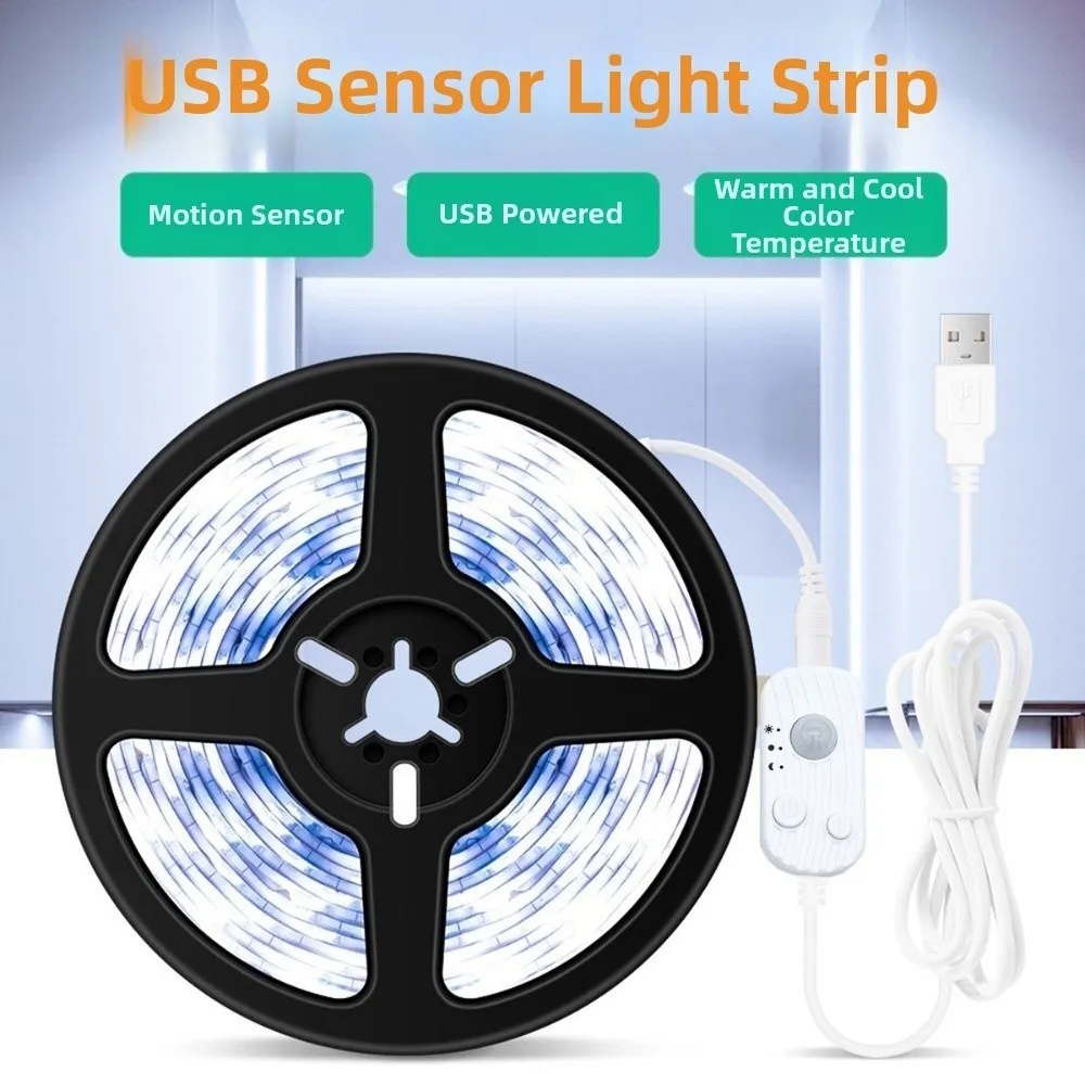 6500K Cold White Light LED Light Strip 4m Infrared Sensor LED Strip Light Motion Sensor Soft PCB Cabinet Light Cabinet Lighting