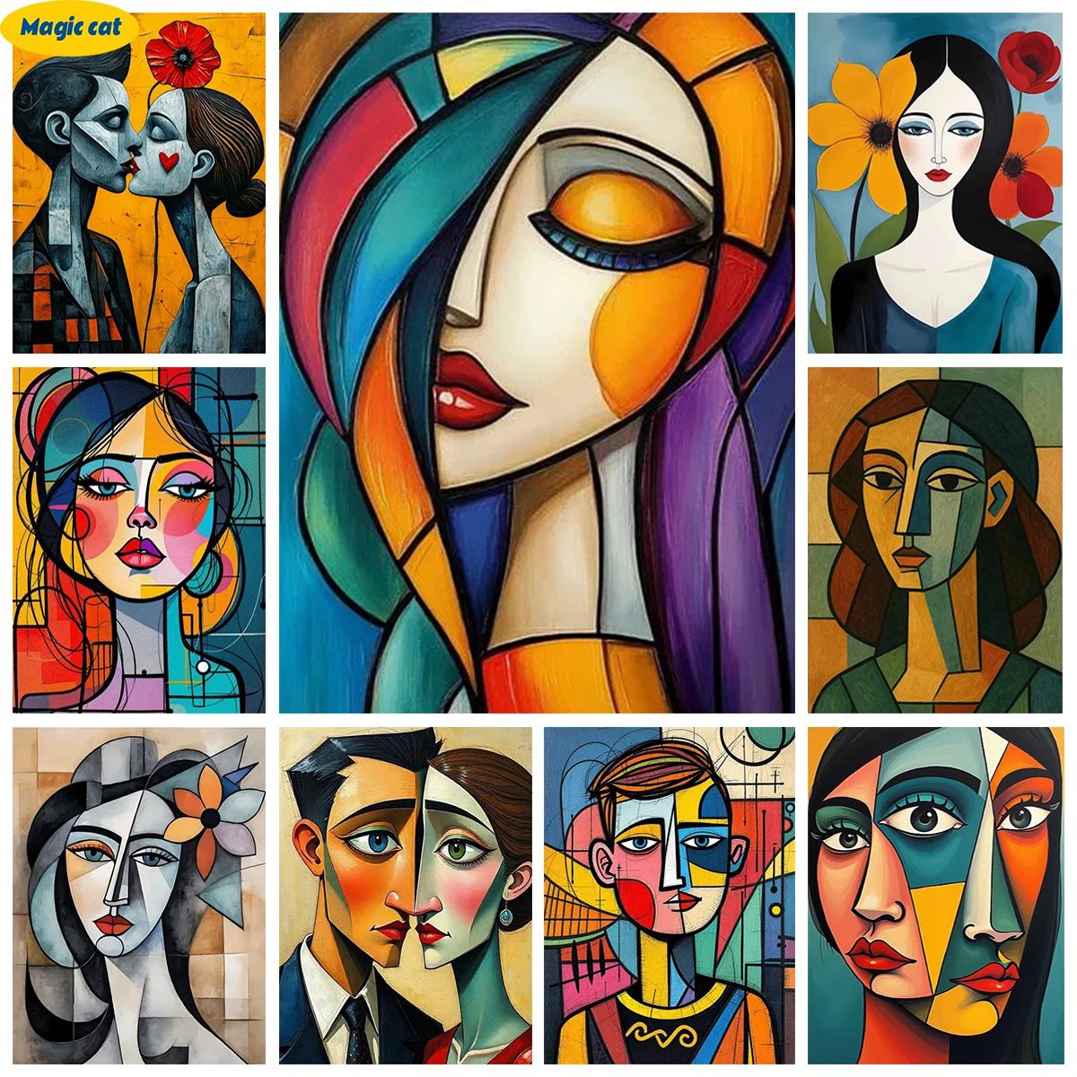 

Abstract Female Portrait 5D Diamond Painting Abstract Couple Pictures DIY Diamond Embroidery Rhinestones Home Decor Gift