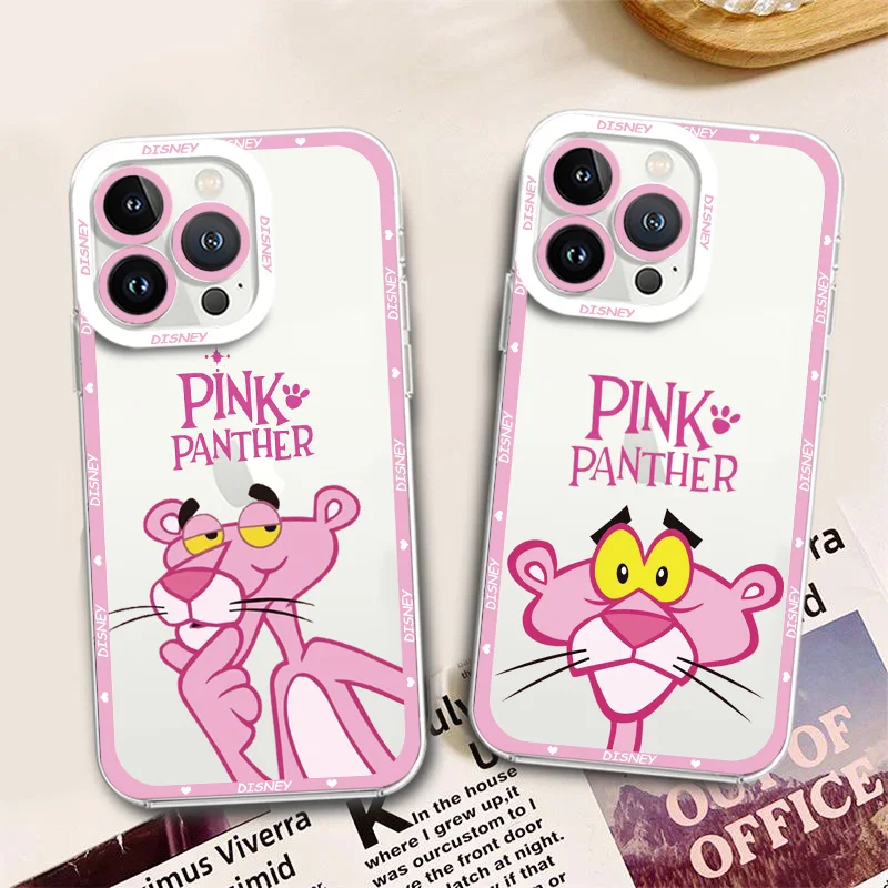 Disney Pink Panther Phone Case For iPhone 15 14 13 12 11 Mini XS XR X Pro MAX 8 7 Plus SE Angel Eyes Transparent