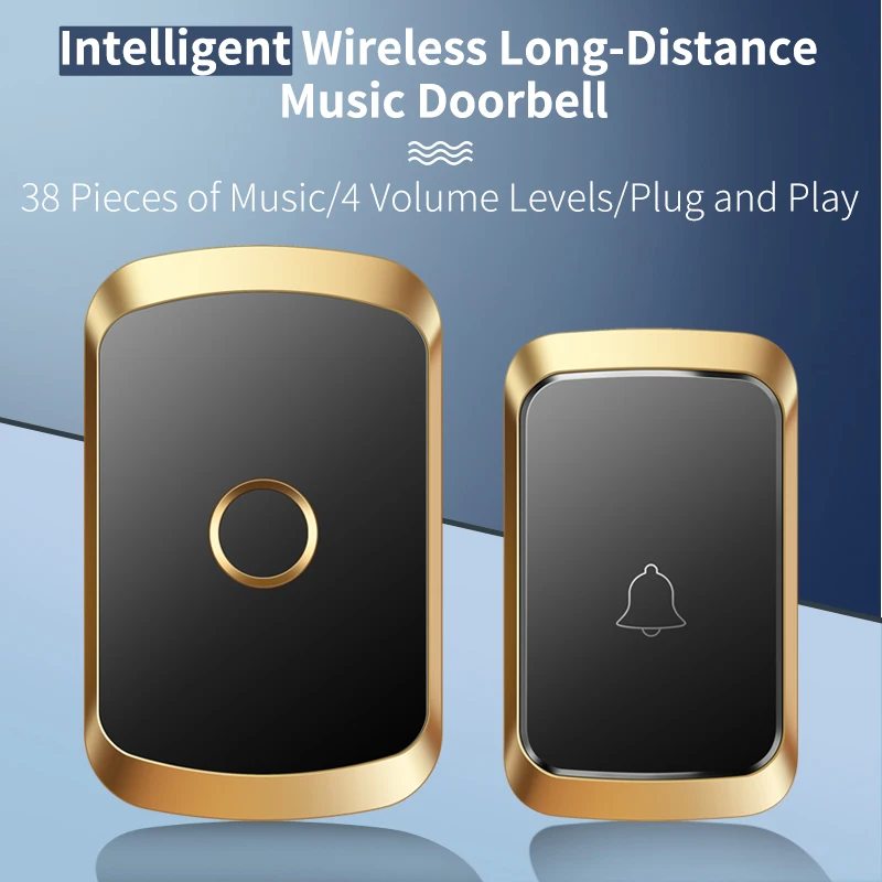 CACAZI Wireless Doorbell 110db Welcome Friend Smart Doorbell 300Meters Long Distance 60 Songs 5 Level of Volumes Door Chimes Hot