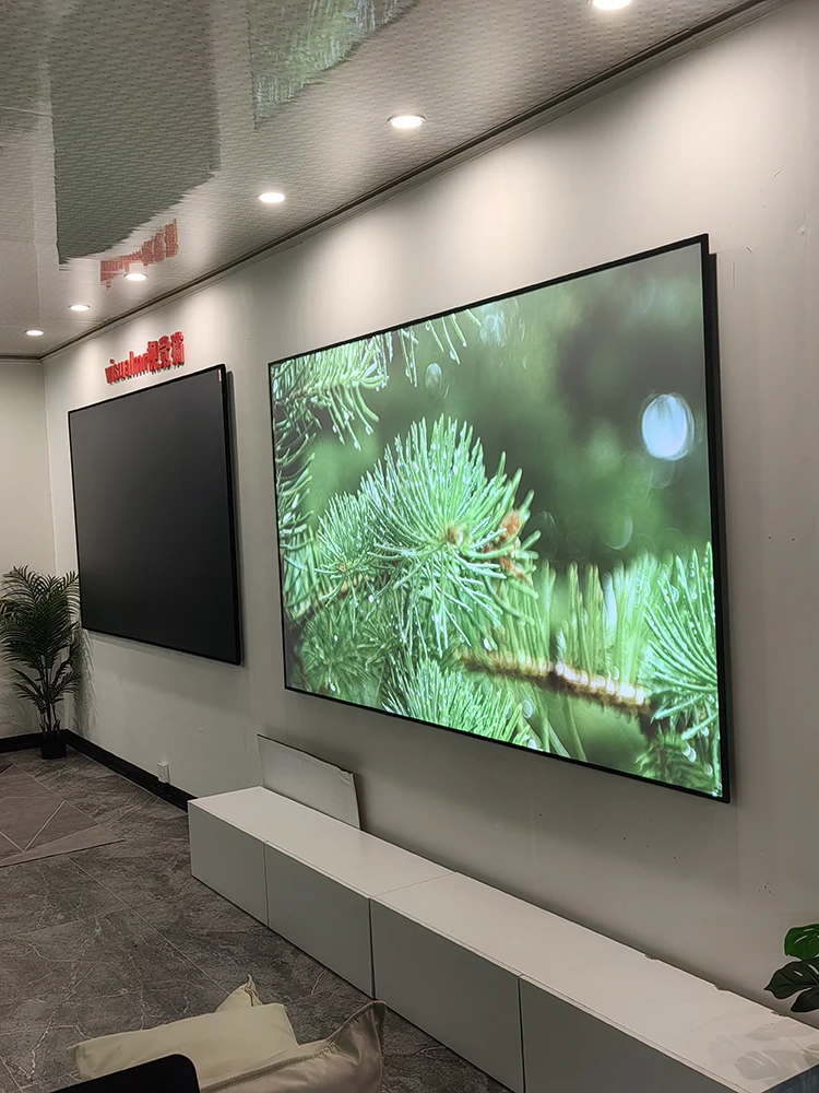 Écran de projection ALR Nano Gris VisualMr 150" 180"" Réduit les reflets pour projecteur laser tricolore Lumière ambiante Cadre fixe 4K 3D